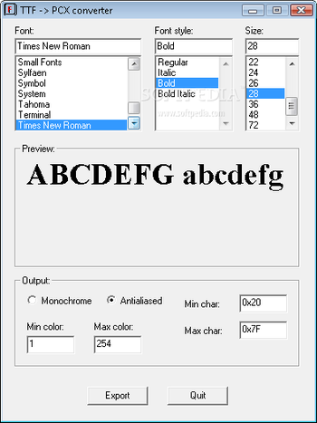 TTF to PCX Converter screenshot