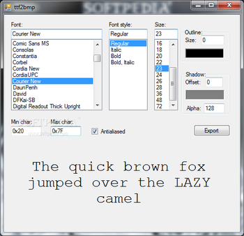 TTF2BMP screenshot