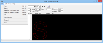 TTFtoDXF screenshot 2