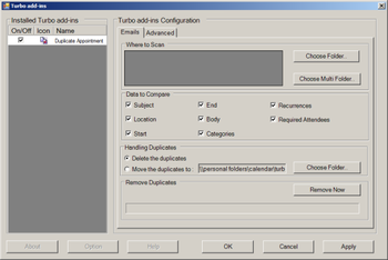 Turbo Add-in For Outlook Duplicate Appointment Remover screenshot