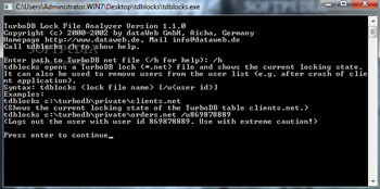 TurboDB Lock File Analyzer screenshot