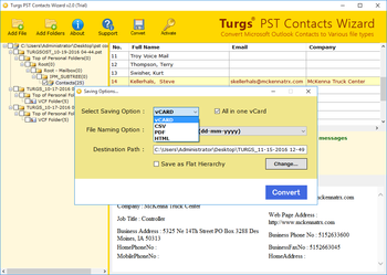 Turgs PST Contacts Wizard screenshot
