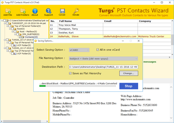 Turgs PST Contacts Wizard screenshot 2