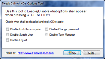 Tweak Ctrl+Alt+Del Options Tool screenshot