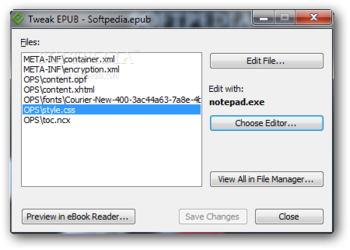 Tweak EPUB screenshot