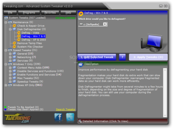 Tweaking.com - Advanced System Tweaker screenshot