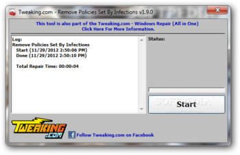 Tweaking.com - Remove Policies Set By Infections screenshot