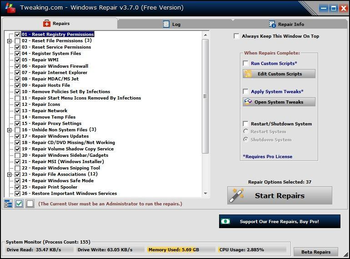 Tweaking.Com Windows Repair screenshot