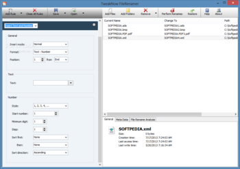TweakNow FileRenamer screenshot