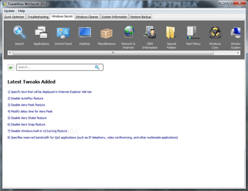 TweakNow WinSecret screenshot 3