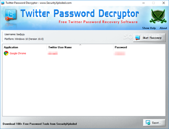 Twitter Password Decryptor screenshot