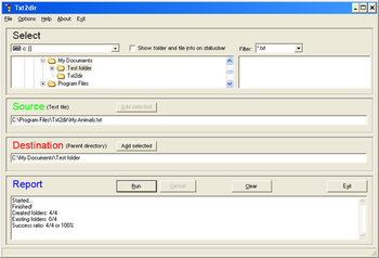 Txt2dir screenshot