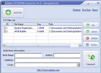 Txt2Epub screenshot