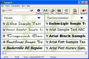 Typograf font manager screenshot