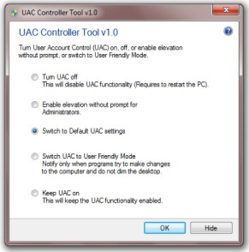 UAC Controller Tool screenshot