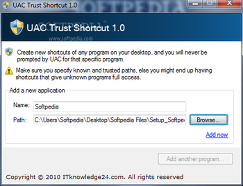 UAC Trust Shortcut screenshot