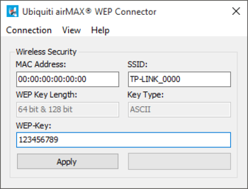 Ubiquiti airMAX WEP Connector screenshot