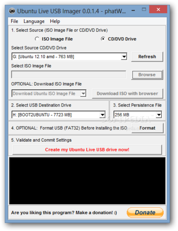 Ubuntu Live USB Imager screenshot