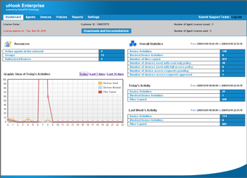 uHook Enterprise End Point Security screenshot