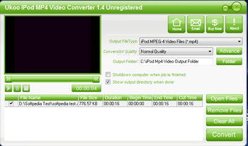 Ukoo iPod MP4 Video Converter screenshot