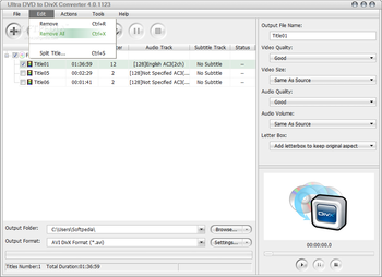 Ultra DVD to DivX Converter screenshot 3