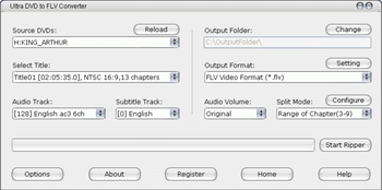 Ultra DVD to FLV Converter screenshot