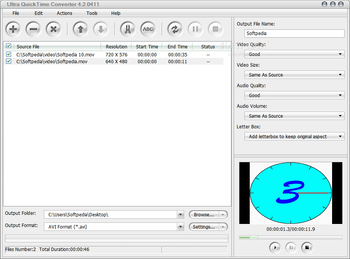 Ultra QuickTime Converter screenshot