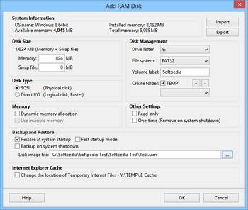 Ultra RAMDisk Lite screenshot 2