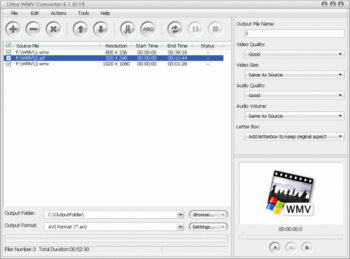 Ultra WMV Converter screenshot