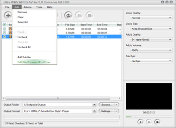 Ultra WMV MPEG AVI to FLV Converter screenshot 3