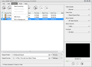 Ultra WMV MPEG AVI to FLV Converter screenshot 4