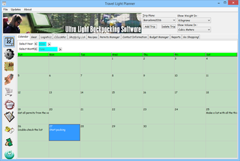 Ultralight Backpacking Software screenshot