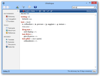 Ultralingua English-Italian Dictionary screenshot