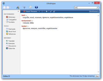 Ultralingua French Dictionary and Thesaurus screenshot