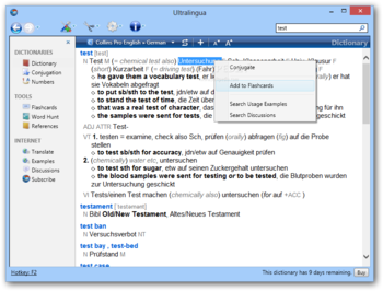 Ultralingua German-English Collins Pro Dictionary screenshot