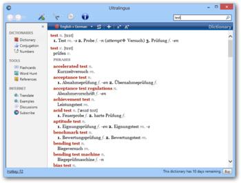 Ultralingua German-English Dictionary screenshot