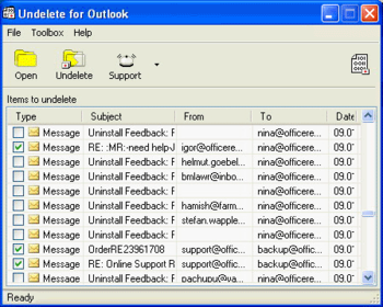 Undelete for Outlook screenshot