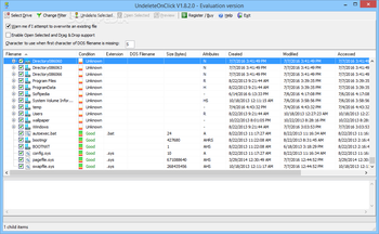 UndeleteOnClick screenshot