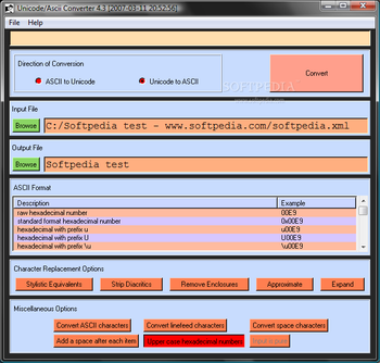 uni2ascii screenshot