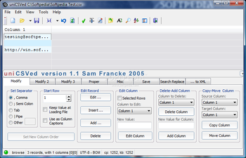 uniCSVed screenshot