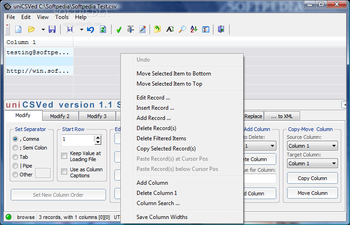 uniCSVed screenshot 2