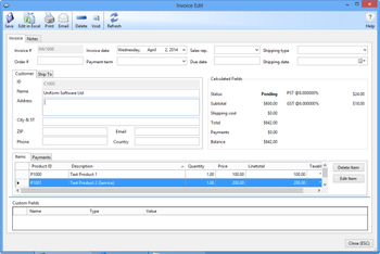 Uniform Invoice Software Net screenshot