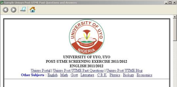 Uniuyo Post UTME Past Question screenshot