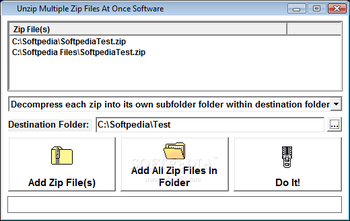Unzip Multiple Zip Files At Once Software screenshot
