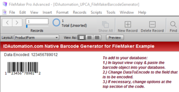 UPC EAN Native Filemaker Barcode Generator screenshot