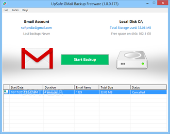 UpSafe Gmail Backup Freeware screenshot 4