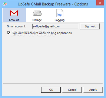 UpSafe Gmail Backup Freeware screenshot 5