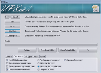 UPXcmd screenshot
