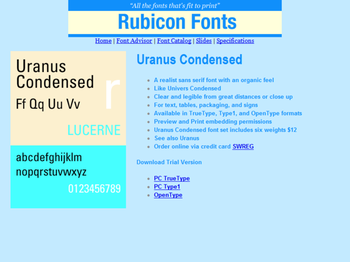 Uranus Condensed Font Type1 screenshot 2