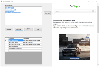 Url unshortener screenshot